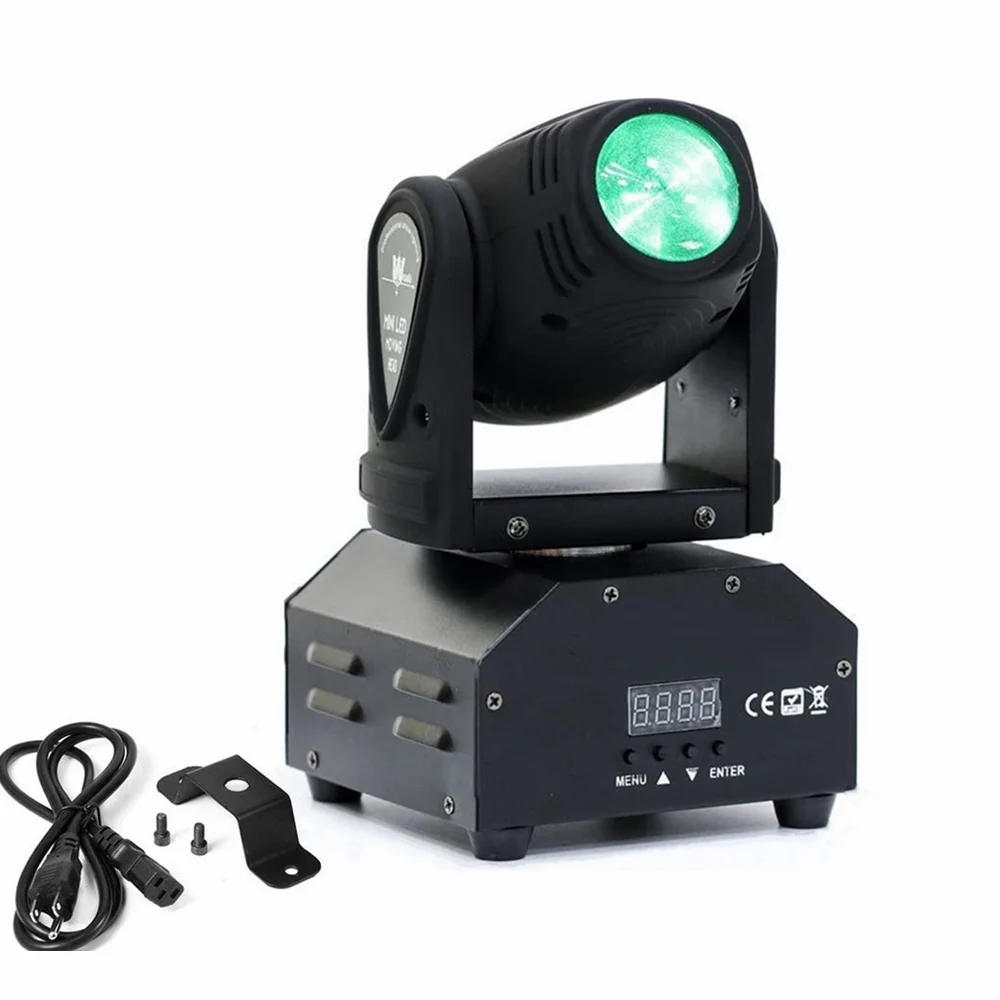 10 Вт Прожектор сцены с подвижной головкой RGBW DMX512 Вращающийся прожектор с эффектом прожектора с активируемым звуком управлением для DJ Disco