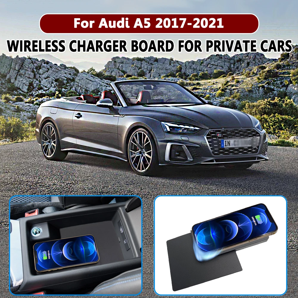 15 Вт Автомобильное беспроводное зарядное устройство для Audi A5 Descapotable QI Индукционная зарядная панель Держатель телефона Аксессуары для транспортных средств