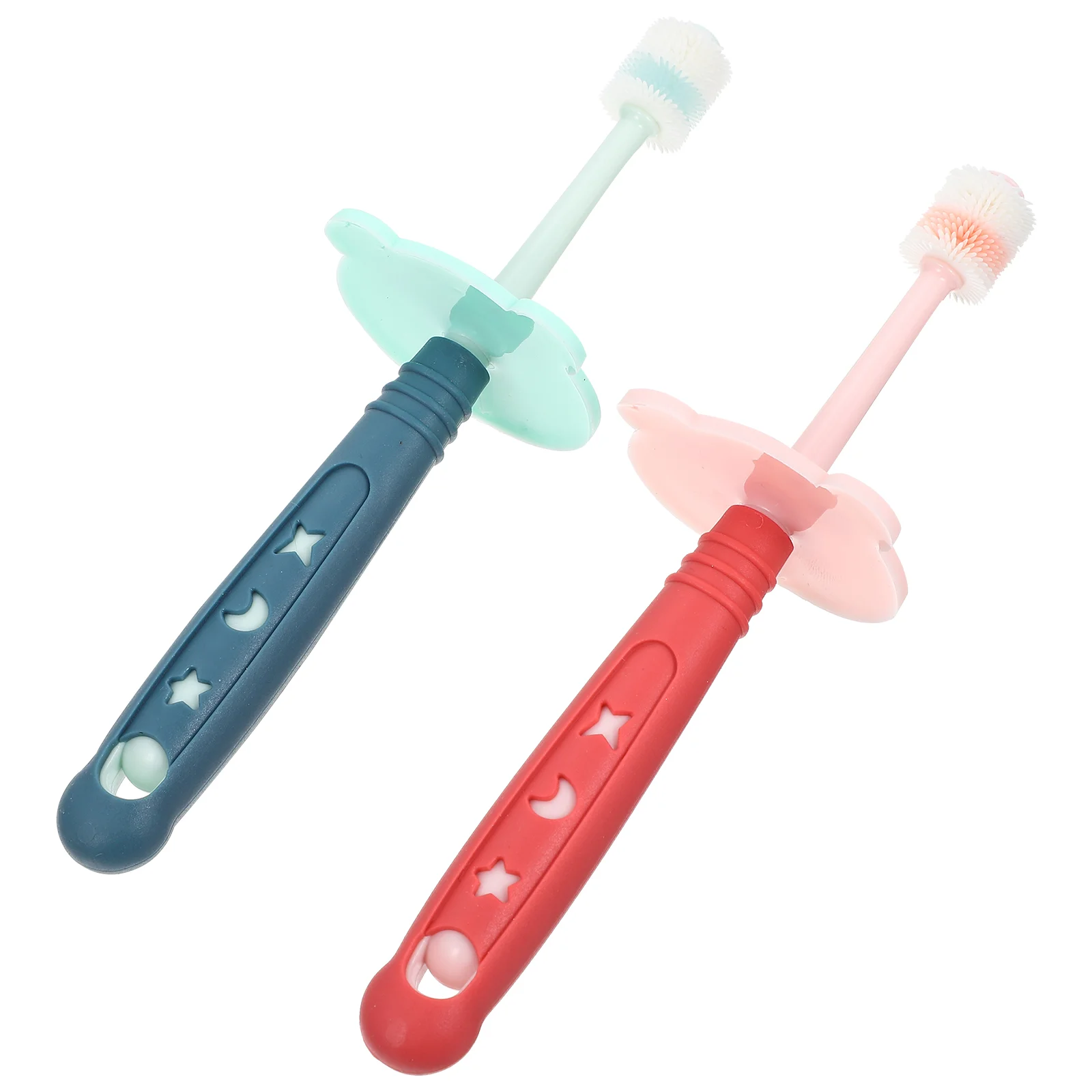 2 шт. Бытовые детские зубные щетки для чистки полости рта Зубные щетки с дизайном на 360 градусов Детские принадлежности