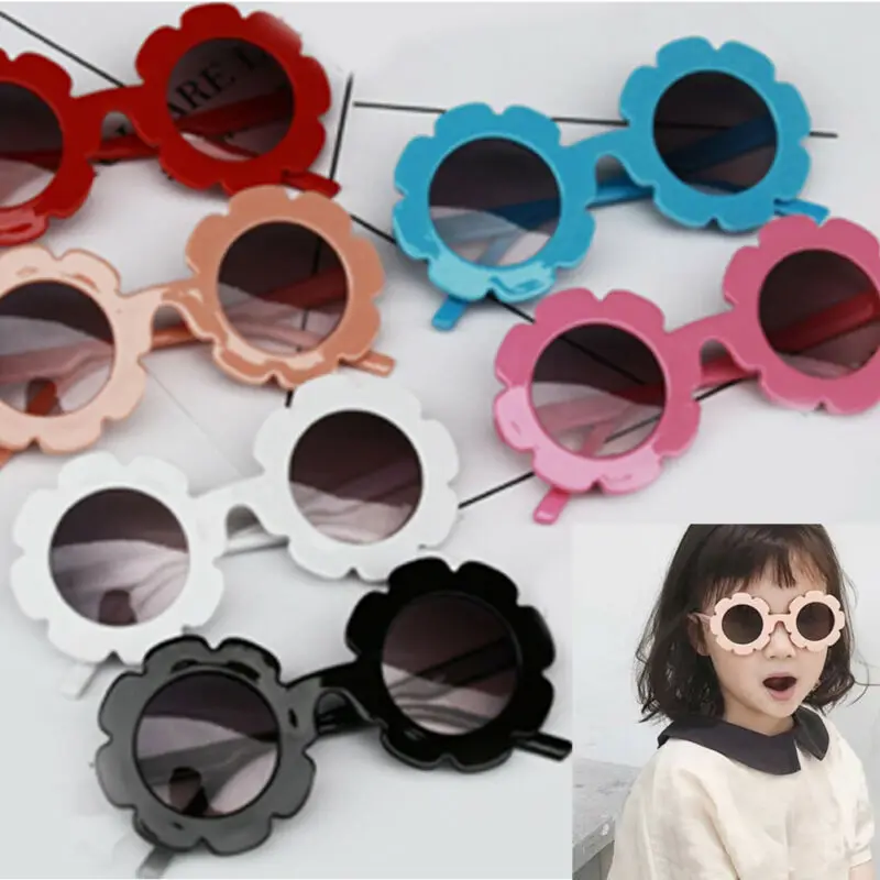 2019 Унисекс Винтажные детские солнцезащитные очки Sun Flower для мальчиков и девочек Круглые очки UV400 солнцезащитные очки 6 цветов детские пластиковые очки
