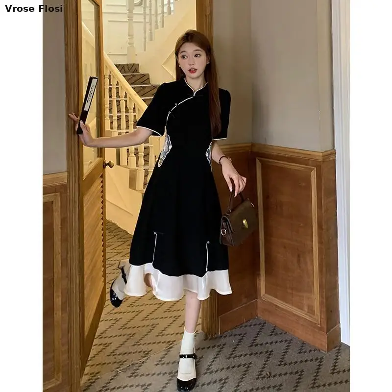 2023 Китайское улучшенное платье Hanfu Cheongsam Женское линия Qipao Новый модный стиль Повседневная повседневная леди Cheongsam Платье