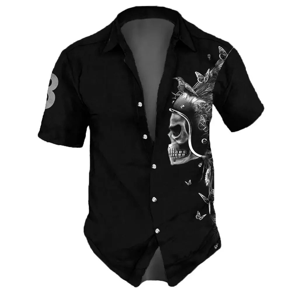 2023 новые мужские рубашки с лацканом уличная уличная рубашка для мужчин уличная хип-хоп с коротким рукавом топ вечеринка летние мужские гавайские рубашки