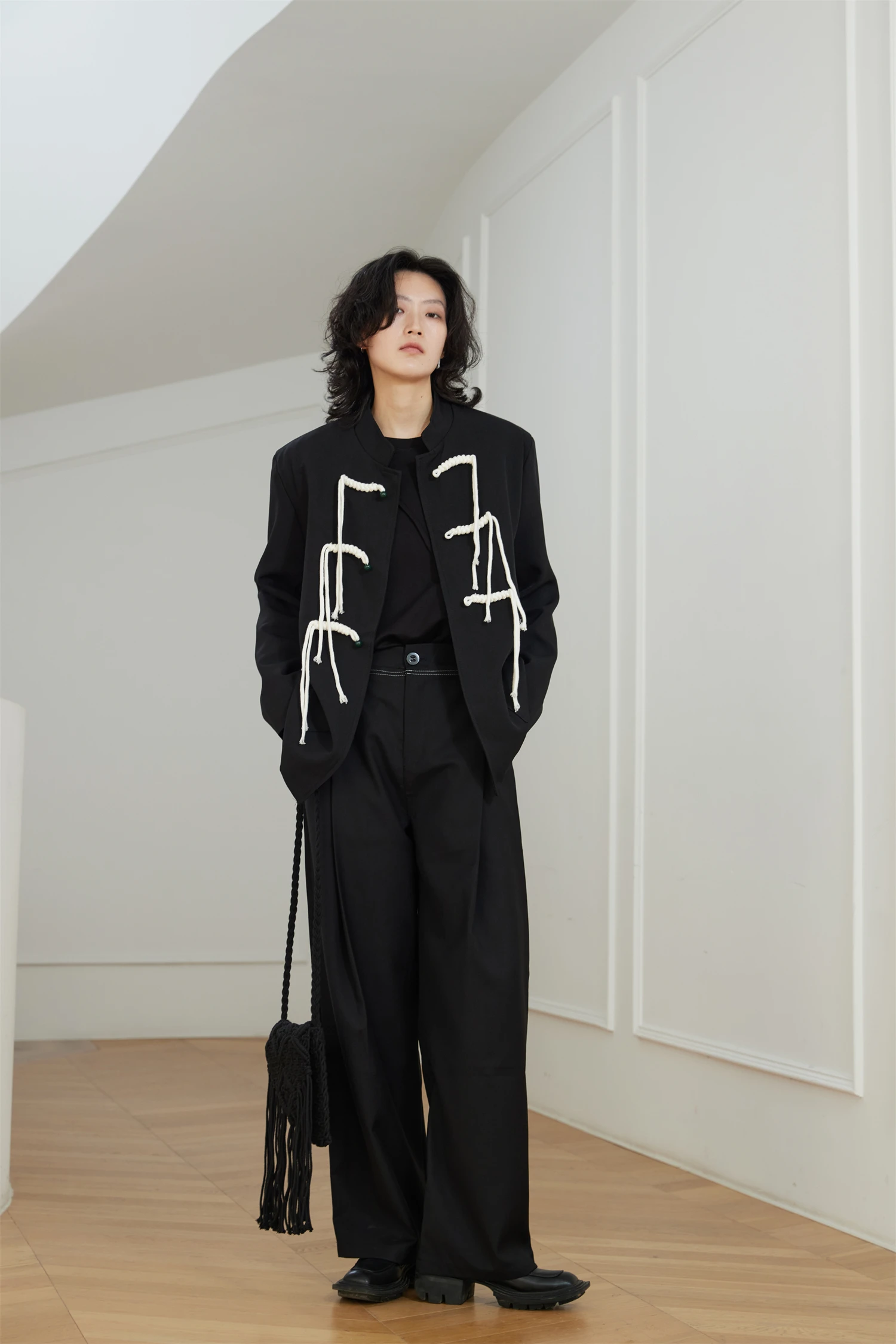 2023 Темный новый китайский стиль, пряжка для посуды, веревка, узел, лента, пиджак большого размера