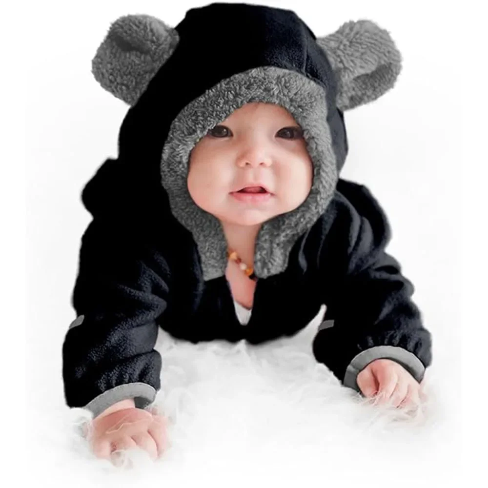 2024 Флисовое боди для овсянки - Детская цельная детская верхняя одежда с капюшоном Куртка для малышей