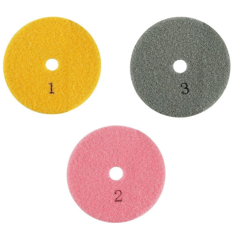 3 шт. 4-дюймовые 100-миллиметровые алмазные полировальные диски Набор влажный/сухой для полировки гранита, камня, бетона, мрамора, используйте набор шлифовальных дисков