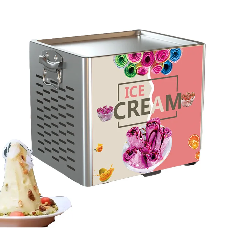 330 Вт Таиланд Холодная сковорода Сковорода со льдом Жарить жареное мороженое Машина для приготовления йогурта Машина для рулонов с йогуртом Нержавеющая сталь