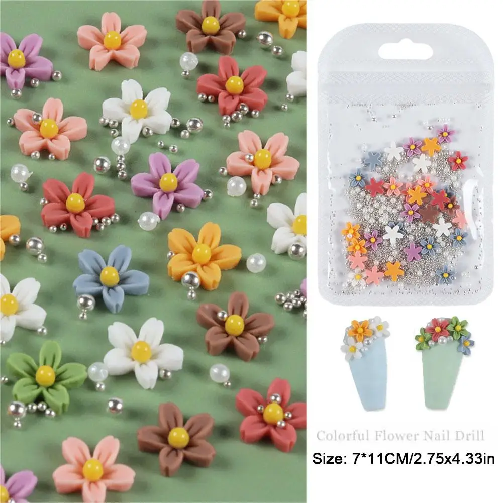3D акрил цветок украшения для ногтей смешанный размер цветок жемчуг гвоздь драгоценные бусины ювелирные изделия аксессуары для дизайна ногтей Рейн N7W8