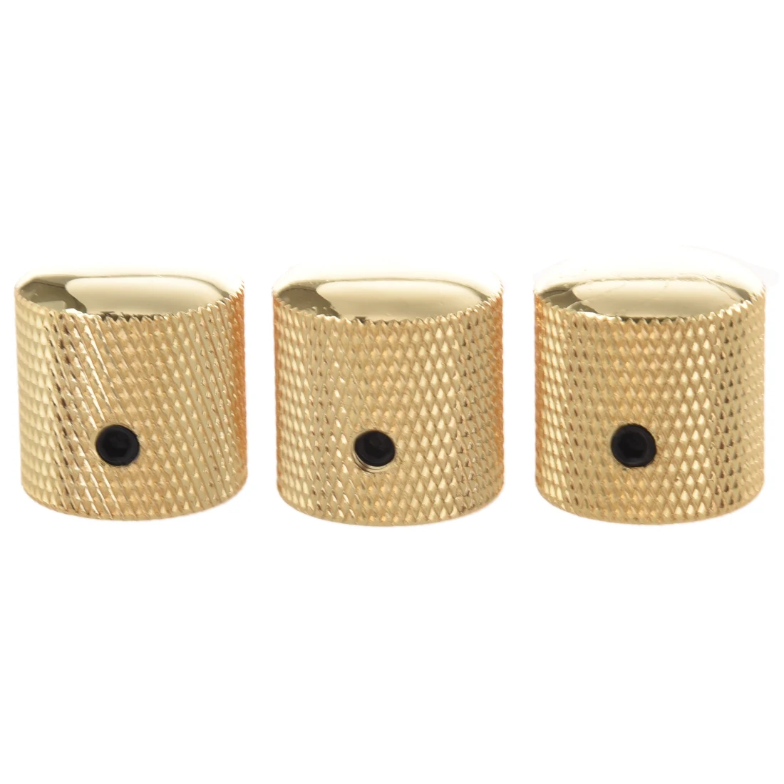 3PCS Позолоченные металлические купольные ручки Рифленый ствол для деталей электрогитары Золото
