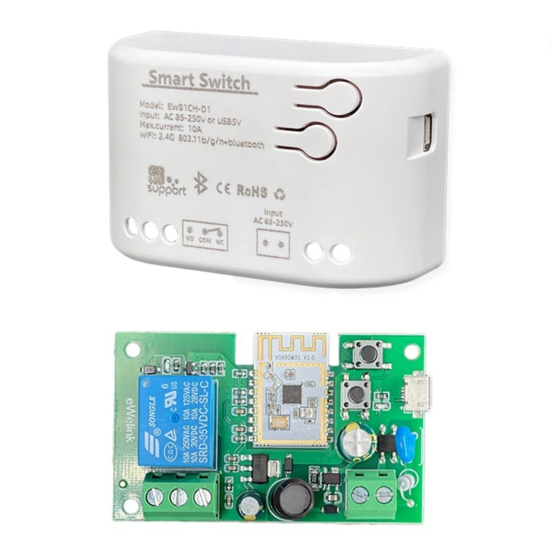 AC 85-250 В Модуль переключения двигателя Smart WiFi WiFi WiFi + Bluetooth 1-канальное реле дистанционного управления Ewelink для Alexa Google Home