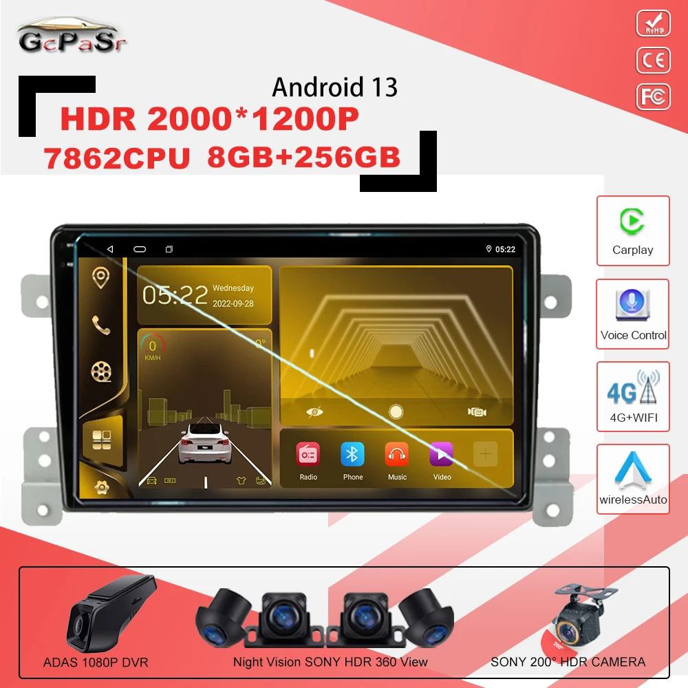 Android 13 для Suzuki Grand Vitara 3 2005-2015 Мультимедийный монитор Экран Навигация Стерео Радио Видеоплеер Монитор Телевизор 7862CPU
