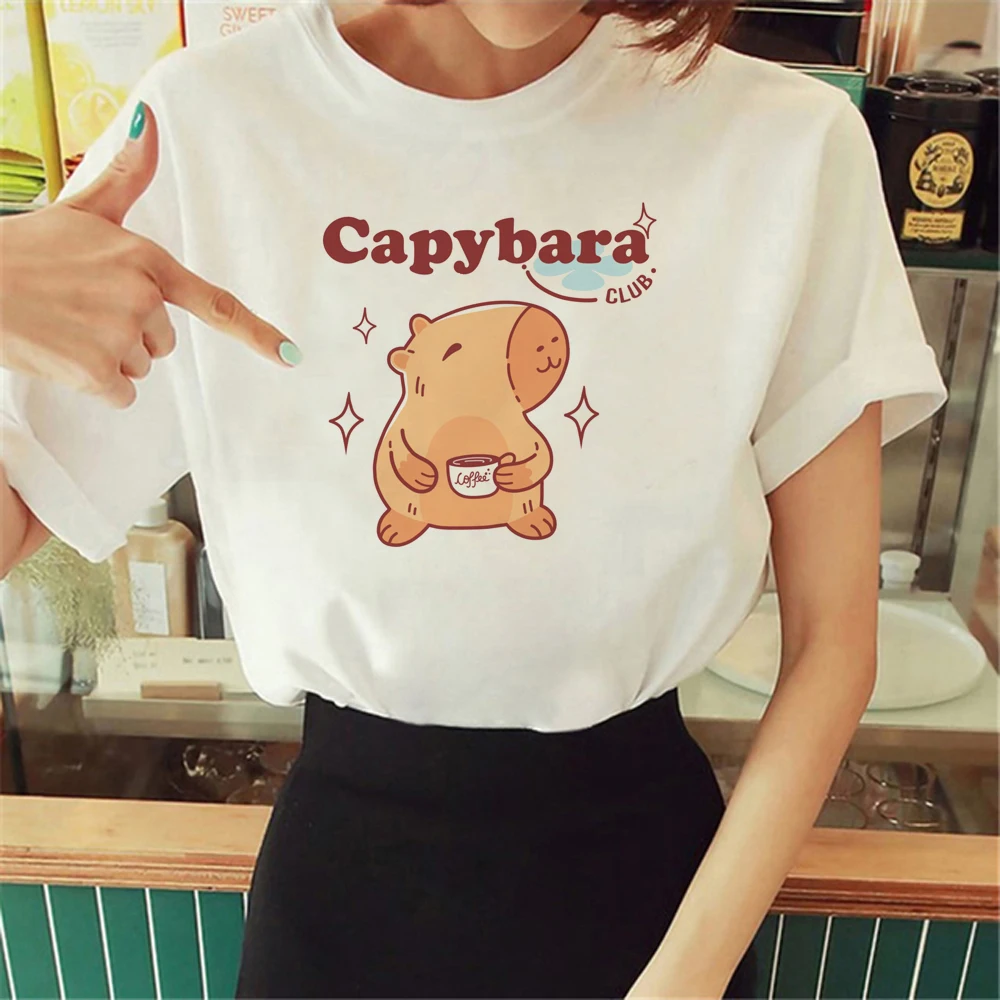 Capybara футболка женская японская футболка харадзюку женская дизайнерская уличная одежда