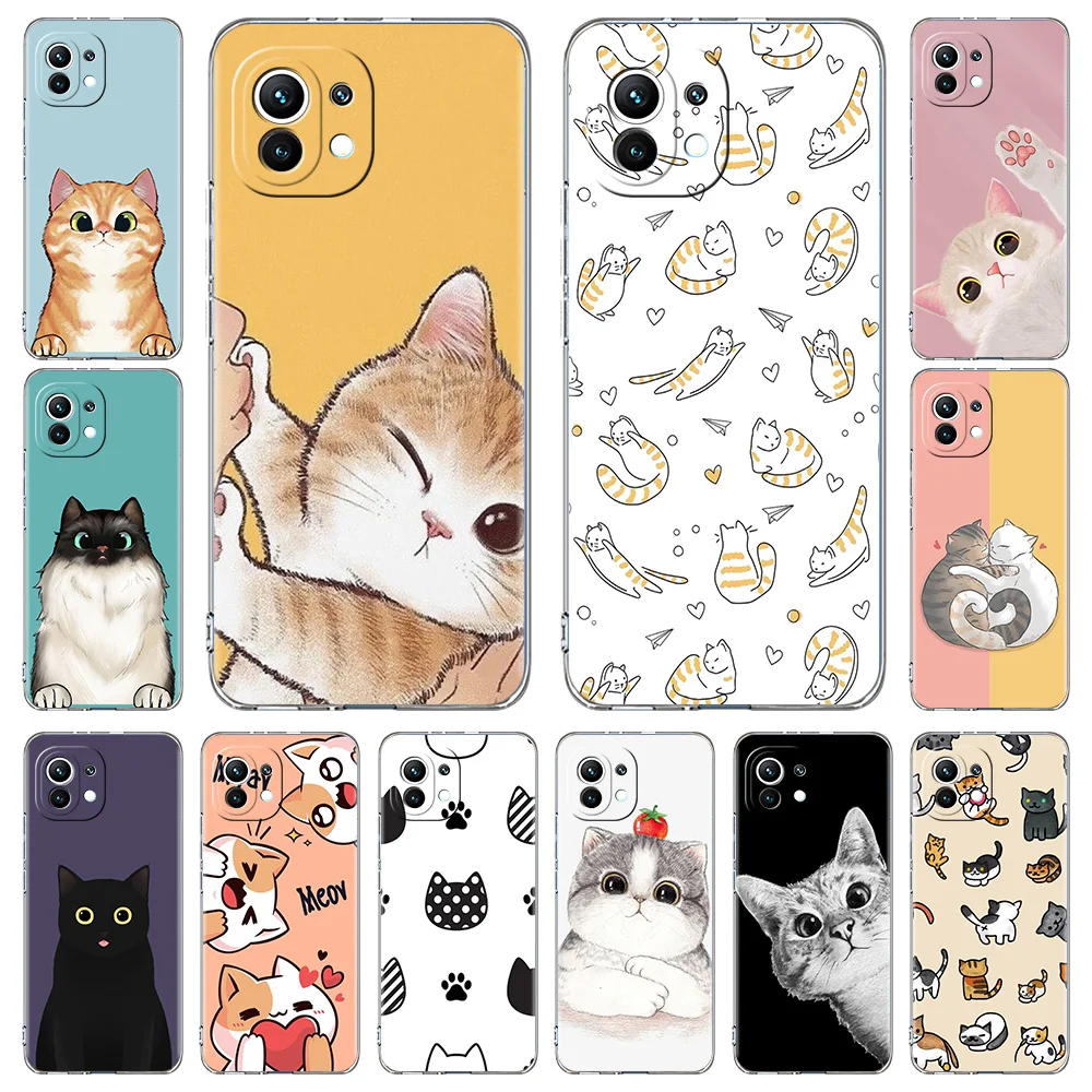 Cat Cute Kitten Cartoon Для Poco X5 X3 NFC F5 F4 F3 M3 Чехол для телефона Xiaomi 12T 12 13 Lite 11 Ultra Mi 10T 5G 11X Pro 11T