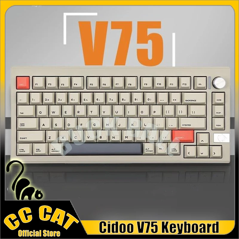 Cidoo V75 Механическая клавиатура Беспроводная Bluetooth-клавиатура 81 клавиша 3 режима 2.4G Прокладка проводной клавиатуры Алюминиевый дерьм Пользовательская горячая замена
