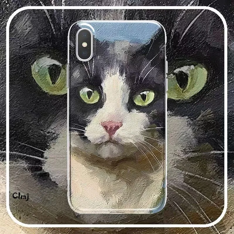 Clmj Симпатичный Cool Cat Чехол для телефона для iPhone 13 12 Mini 11 Pro 14 Plus X XS Max XR Samsung Galaxy S22 S23 Силиконовый защитный чехол