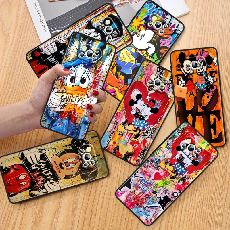 Disney Mouse Donald Duck Чехол для телефона Xiaomi POCO C50 C40 C31 C3 M5S X4 M4 M3 F4 F3 F3 GT F2 F1 X3 NFC X2 Pro Черная крышка