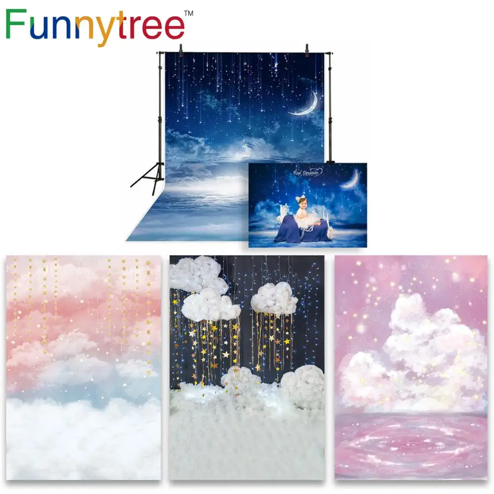 Funnytree фото фон фотостудия ночь звездное небо звезды облако детский душ фон фотозона виниловый пол фотофон