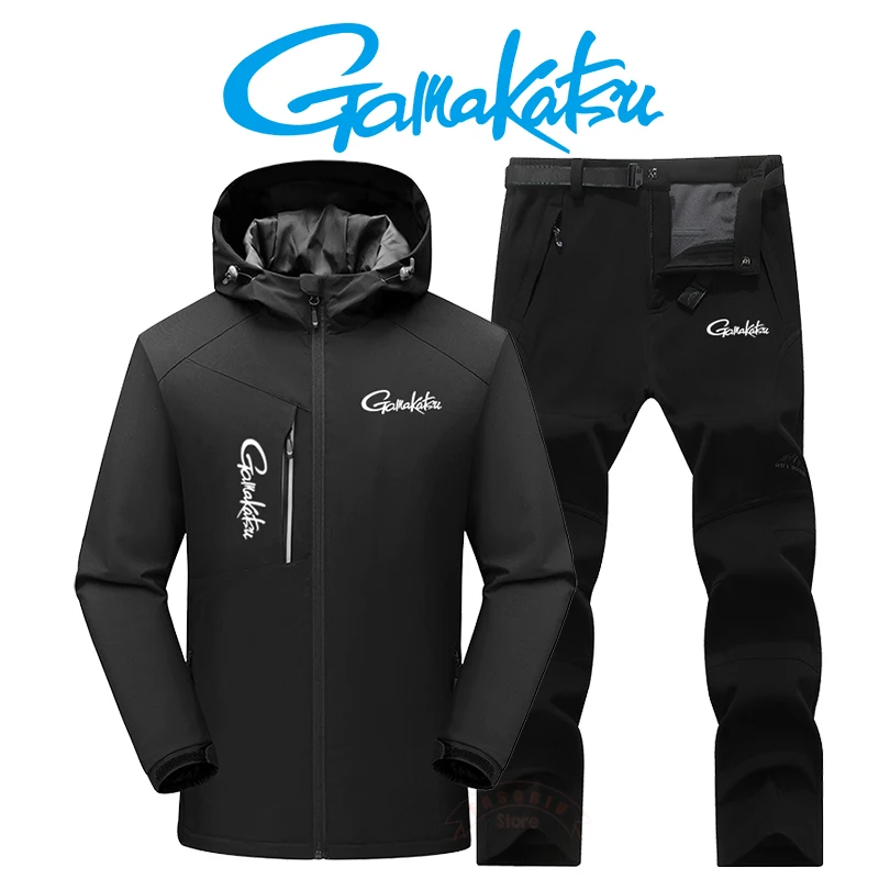Gamakatsu Зимнее теплое пальто Рыболовный набор Мужской спортивный на открытом воздухе Плюшевый утолщенный ветрозащитный теплый набор для скалолазания