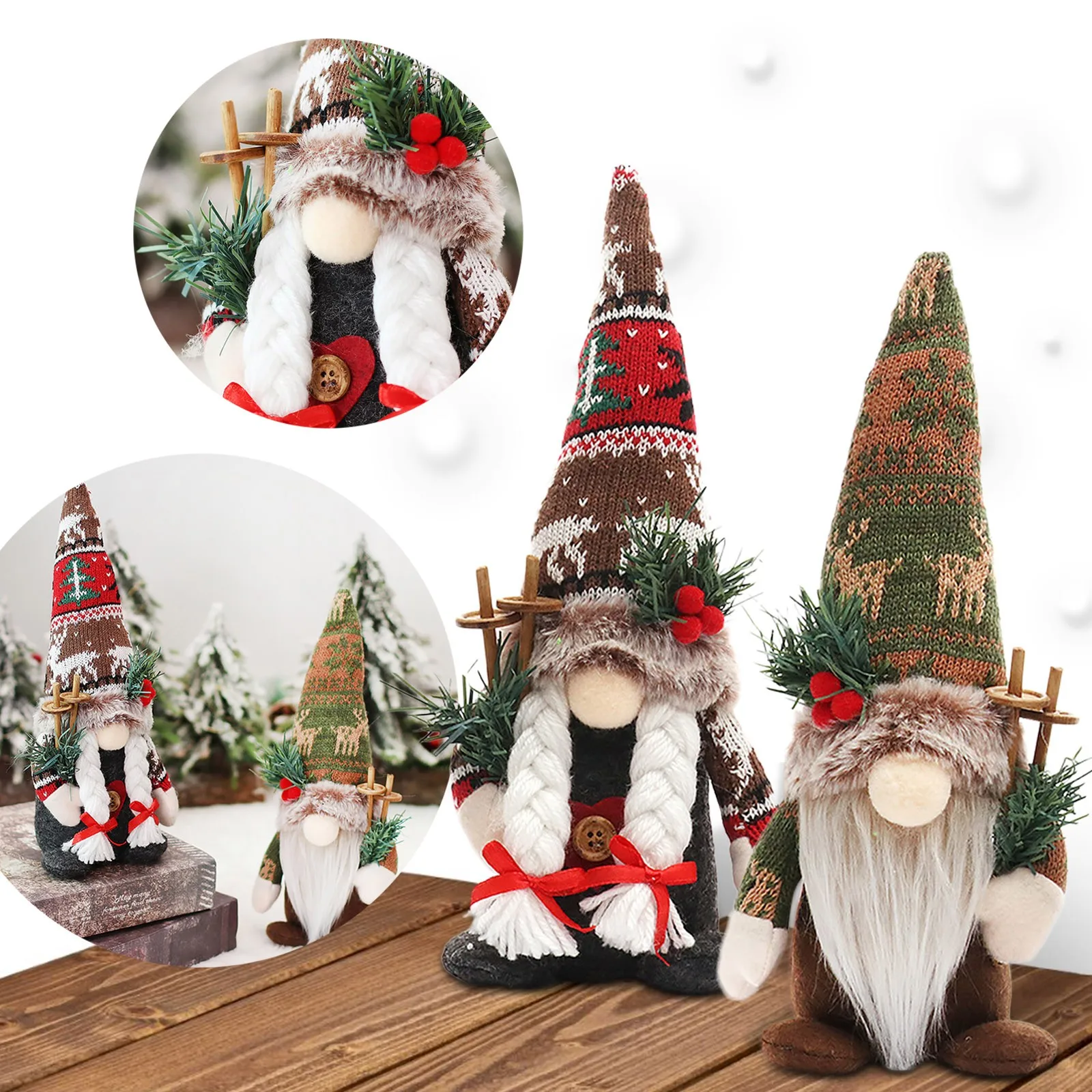 Gnome Рождественская безликая кукла Украшение рабочего стола Безликий гном Стоячая кукла Рождество Navidad Natal Новый год 2023 Украшение рабочего стола