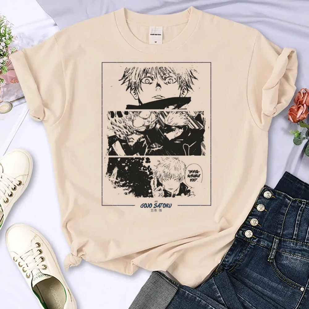 Gojo Satoru футболки женские комикс-дизайнерские графические футболки женская забавная уличная одежда
