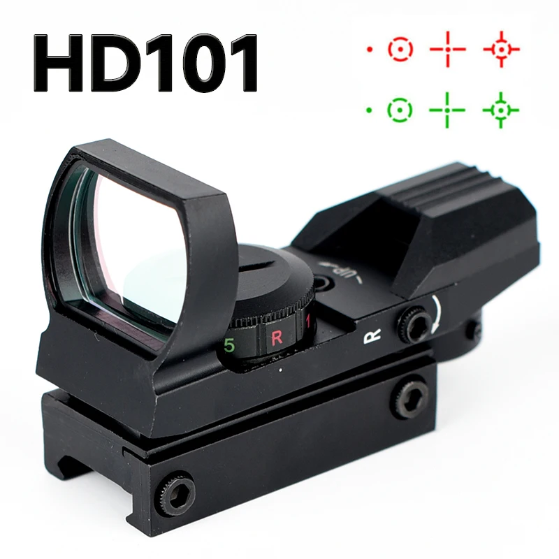 HD101 Тактический красно-зеленый точечный прицел Многофункциональный металлический прицел с полным покрытием Регулируемый зеркальный точечный пистолетный прицел