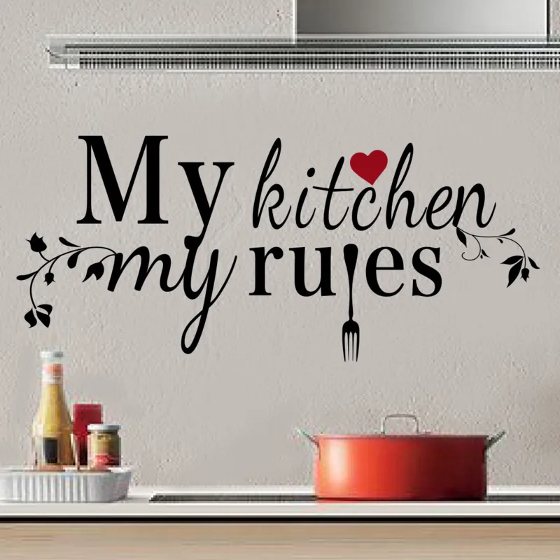 Ins Love Английский слоган Наклейки на стену Моя кухня Обои Ресторан Украшение кухни Обои Самоклеящиеся настенные декора