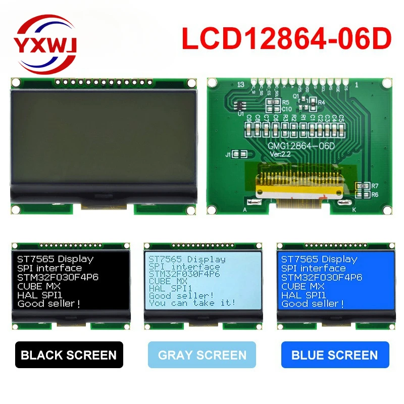 Lcd12864 12864-06D, 12864, ЖК-модуль, COG, с китайским шрифтом, точечно-матричный экран, интерфейс SPI