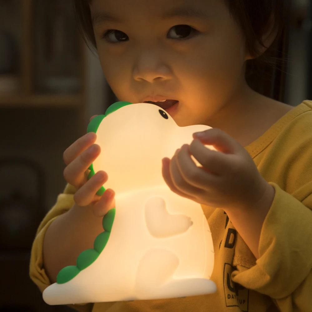 LED Силиконовый Свет Красочный Ночник Мультфильм Динозавр Дизайн Пэт Контроль Атмосфера Лампа Прикроватное Украшение Детская Лампа