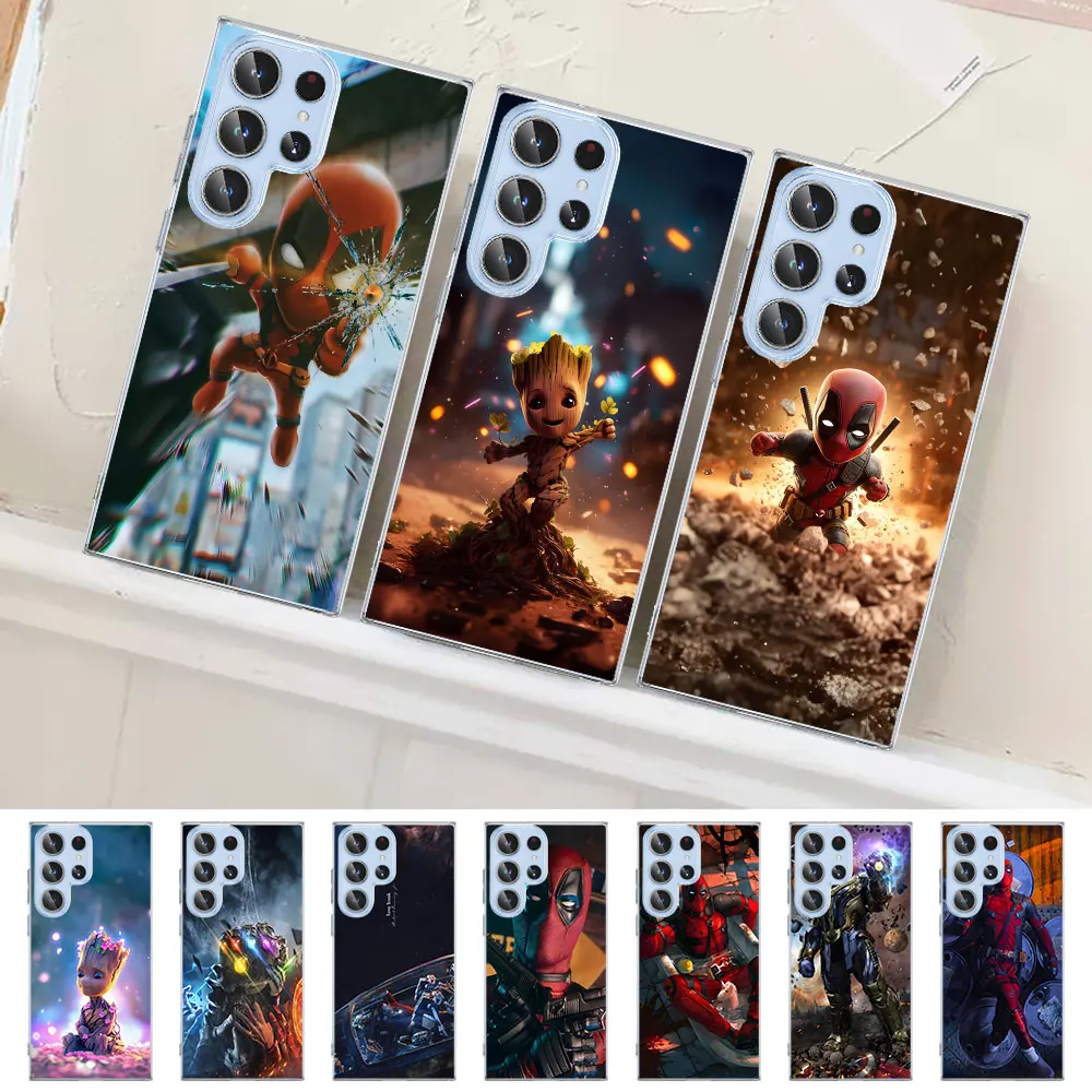 Marvel Groot Deadpool Прозрачный чехол для телефона Samsung Galaxy S23 S22 Ultra S20 S21 FE S8 S7 Edge S10 Lite S9 Plus S10e TPU