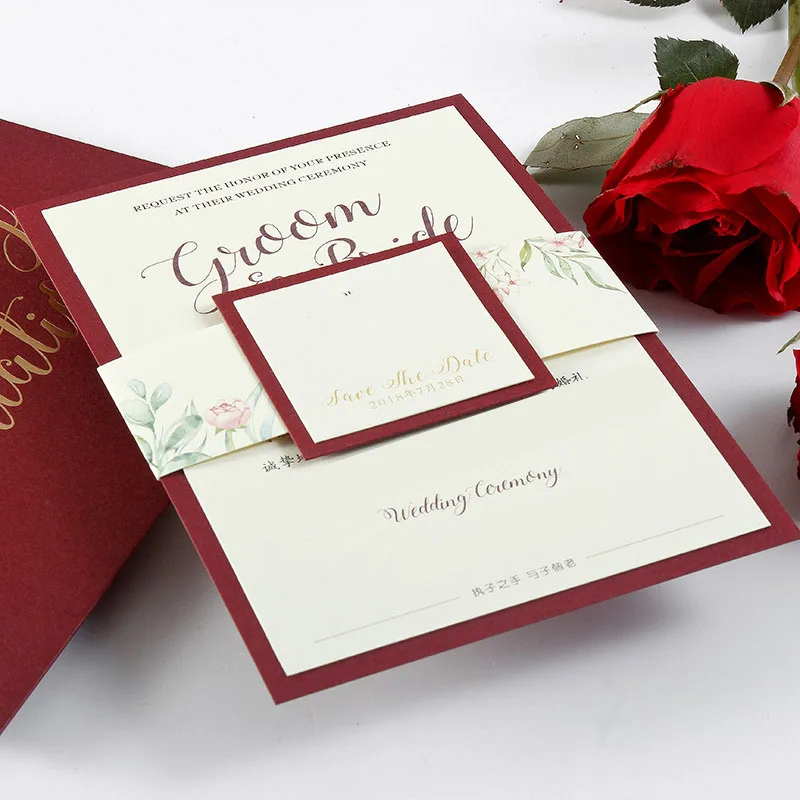 Mori Креативное свадебное приглашение, европейский винно-красный конверт, пригласительное письмо с золотой печатью Получено пригласительное письмо