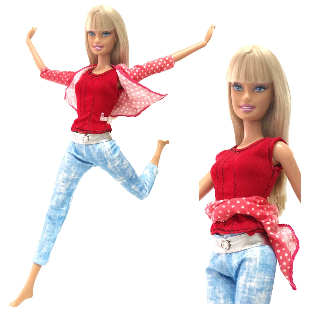 NK 1 комплект Кукольное платье Спортивная одежда Жилет + куртка + джинсы Модная юбка для Барби Кукла Аксессуары Детские игрушки Подарок для девочек