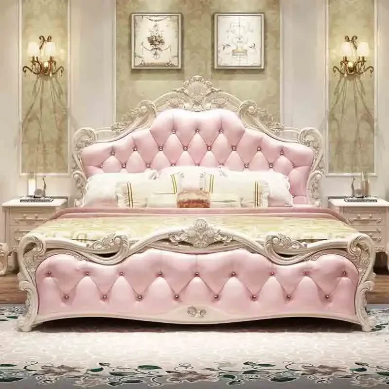 Queen Aesthetic Кровать Под Хранение King Size Салон Спальня Двуспальная кровать Роскошная Дерево Кожа Letto Matrimoniale Комнатная мебель