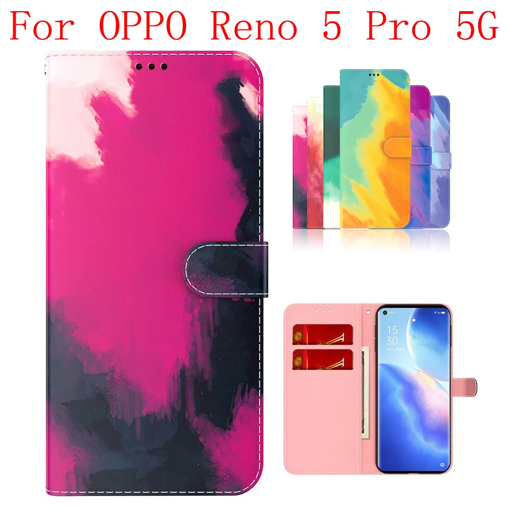Sunjolly Чехол для OPPO Reno 5 Pro 5G Wallet Stand Flip PU Чехол для телефона coque capa OPPO Reno 5 Pro 5G Чехол