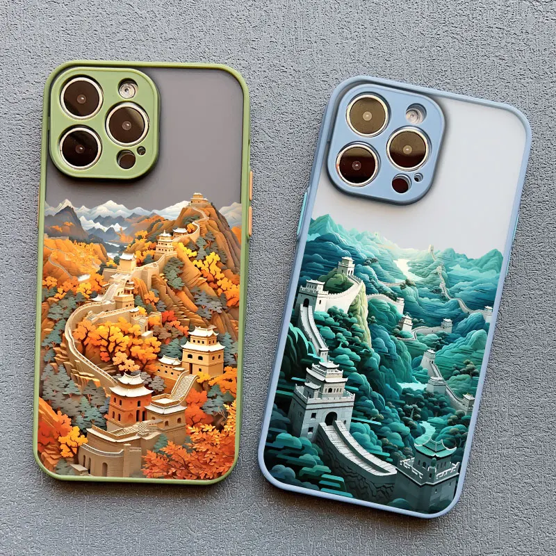 The Great Wall Роскошный противоударный чехол для телефона для iPhone 15 11 Pro Max 14 8 7 Plus SE 2020 X XR XS 13 12 Pro Max Mini Shell Fundas