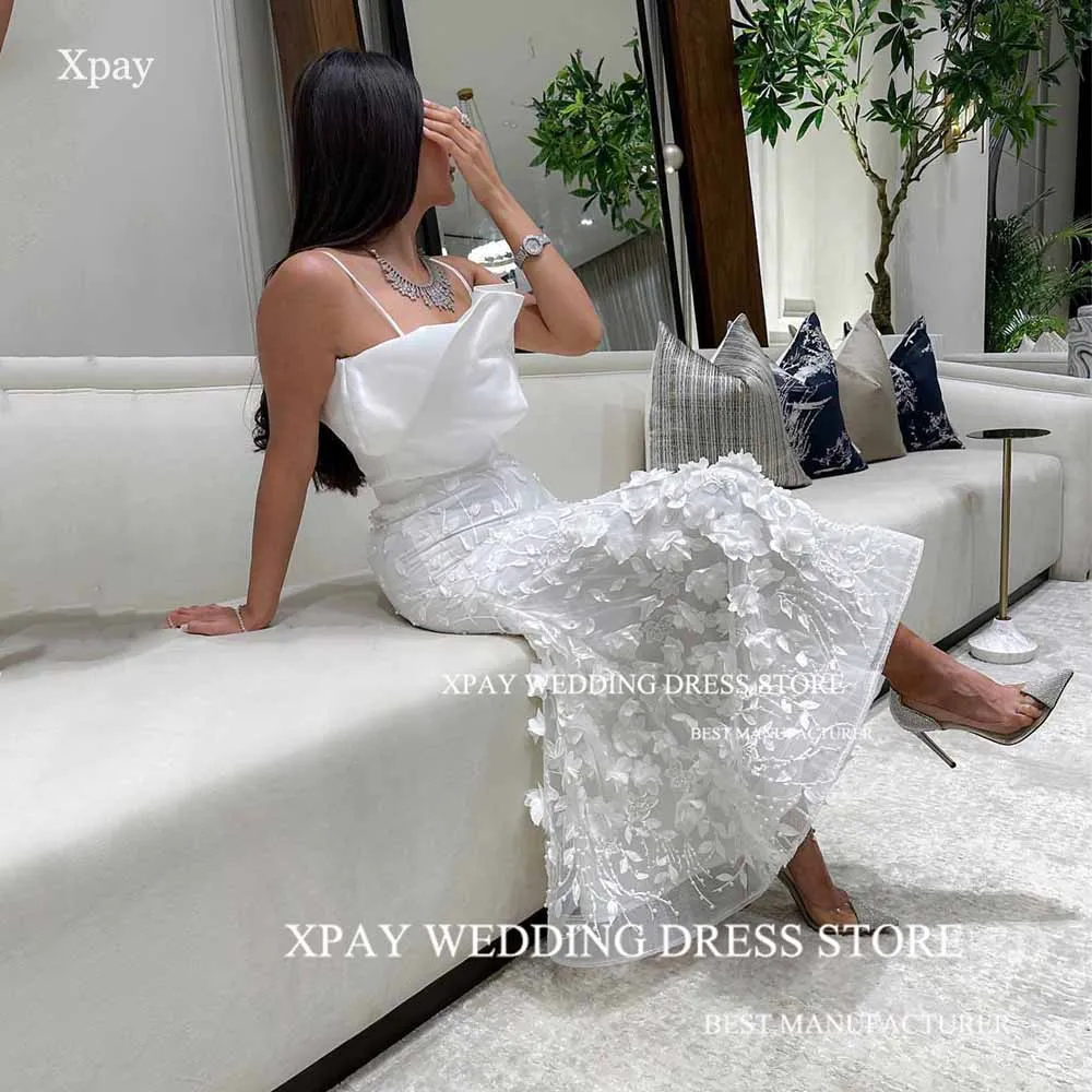XPAY Элегантные арабские женские вечерние платья Дубая 3D Цветы Аппликации Без бретелек Официальная вечеринка Выпускные платья Случай Спагетти Ремень