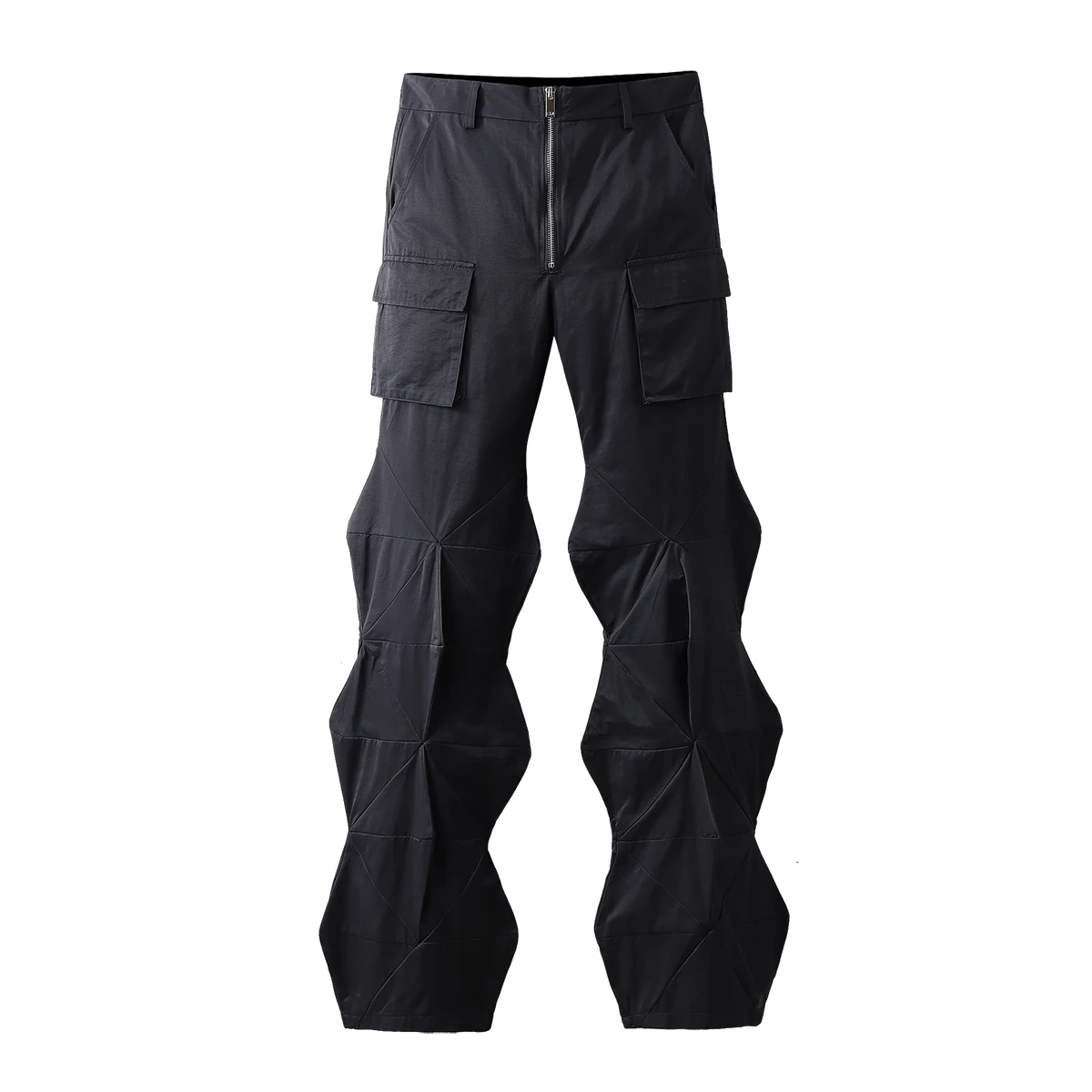 Y2K Vibe Style Прямые брюки-карго нерегулярного покроя с алмазной плиссировкой для мужчин Весна Однотонные мешковатые повседневные брюки оверсайз