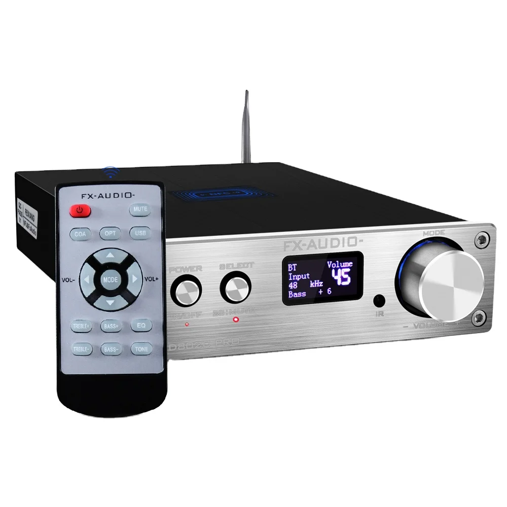 YYHC Amplificador Digital de Classe Completa, Áudio Fx D 802C Pro, aptX, Sem Fio, HiFi, USB, AUX, Estéreo Doméstico