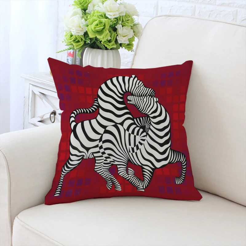 Zebra art классическая наволочка двусторонняя наволочка с принтом на заказ короткая плюшевая подушка для дивана, подушка для украшения автомобиля 40x40