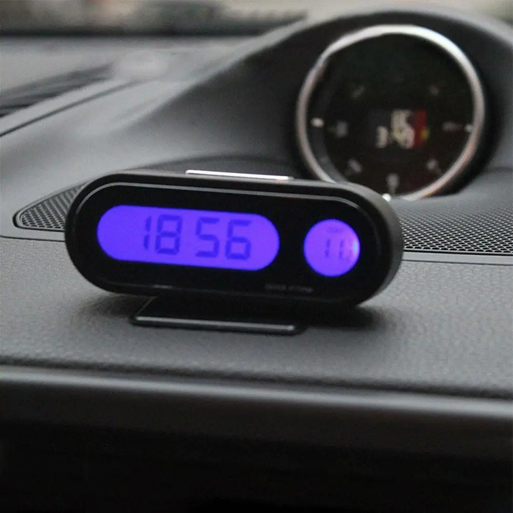  Автомобильные цифровые часы Мини Электронные часы Автомобильный термометр Приборная панель Время Аксессуары Автомобильные часы Светящийся автомобиль I4K1