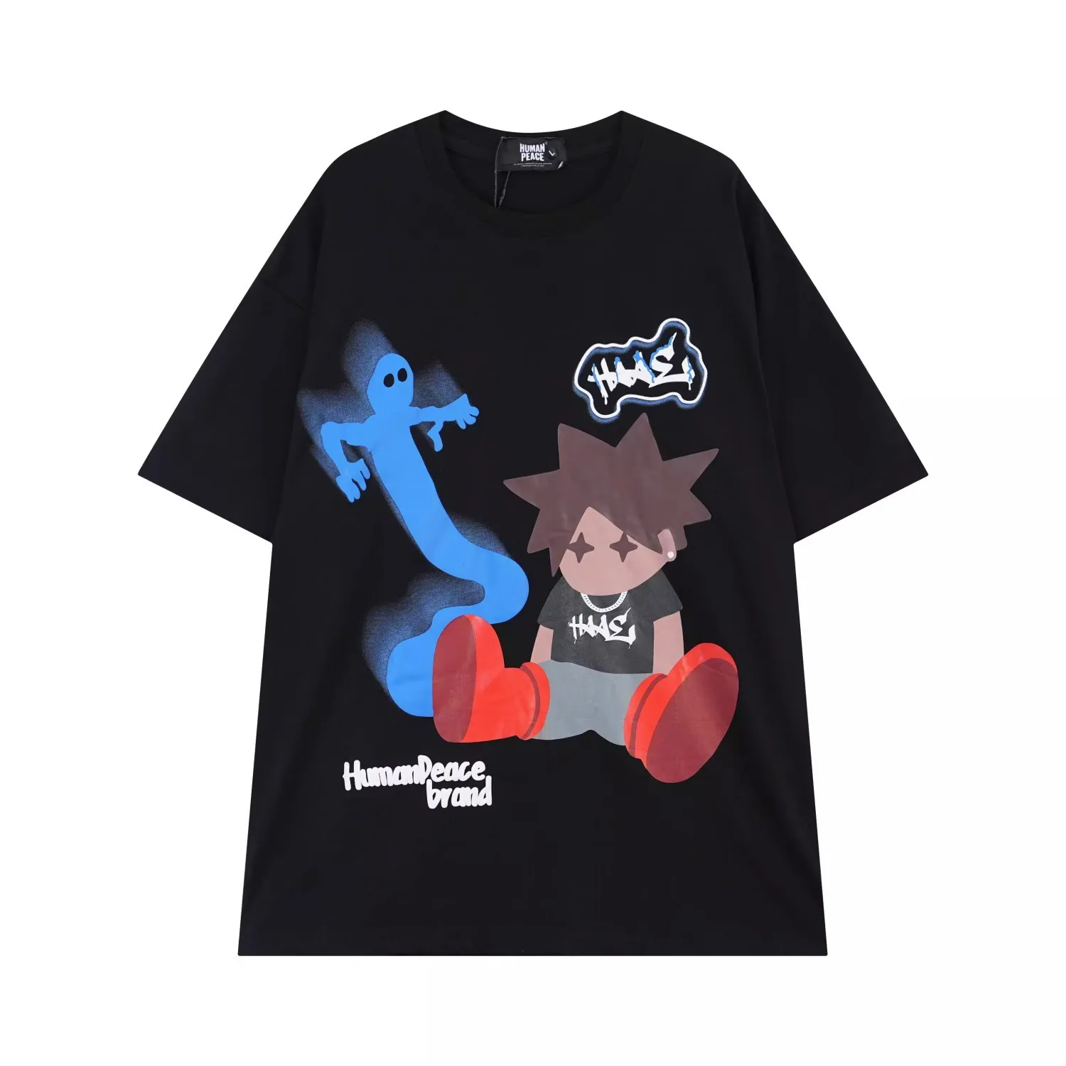 американская персонализированная простота мультяшная печатная графическая футболка Мода Корейский y2k мужчины женщины уличный хип-хоп оверсайз футболка