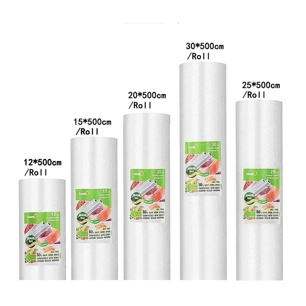вакуумные пакеты для пищевых продуктов Вакуумный упаковщик Пищевая свежесть Длительное хранение 12 + 15 + 20 + 25 + 30 см * 500 см Рулоны/Пакеты для партий