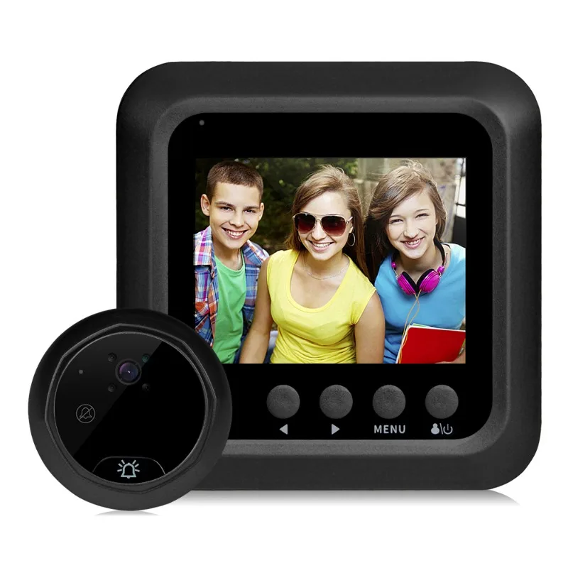 Видео Камера дверного звонка PIR Ночное видение Широкоугольный дверной глазок для дома 2,4-дюймовый цветной TFT-дисплей