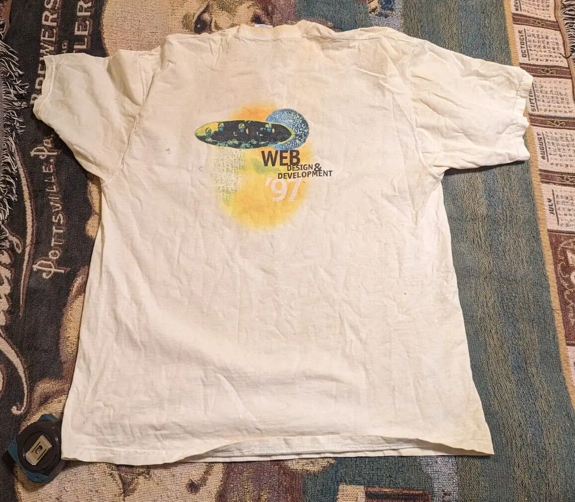 Винтажная футболка 1997 года для веб-дизайна и разработки информационных технологий XL