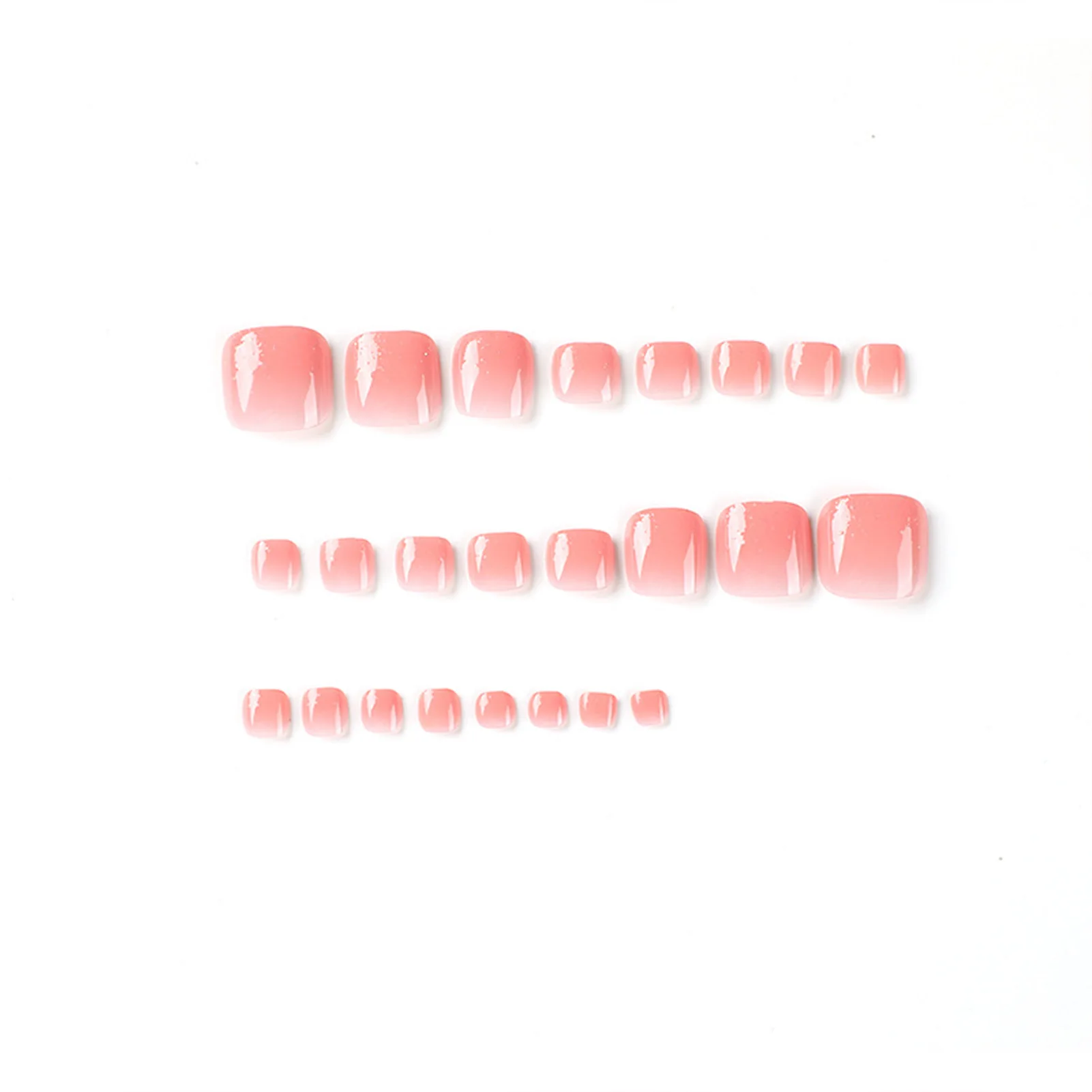 Глянцевые розовые искусственные ногти на ногах с подходящим радианом и толщиной ногтей для ежедневного использования мастером ногтей