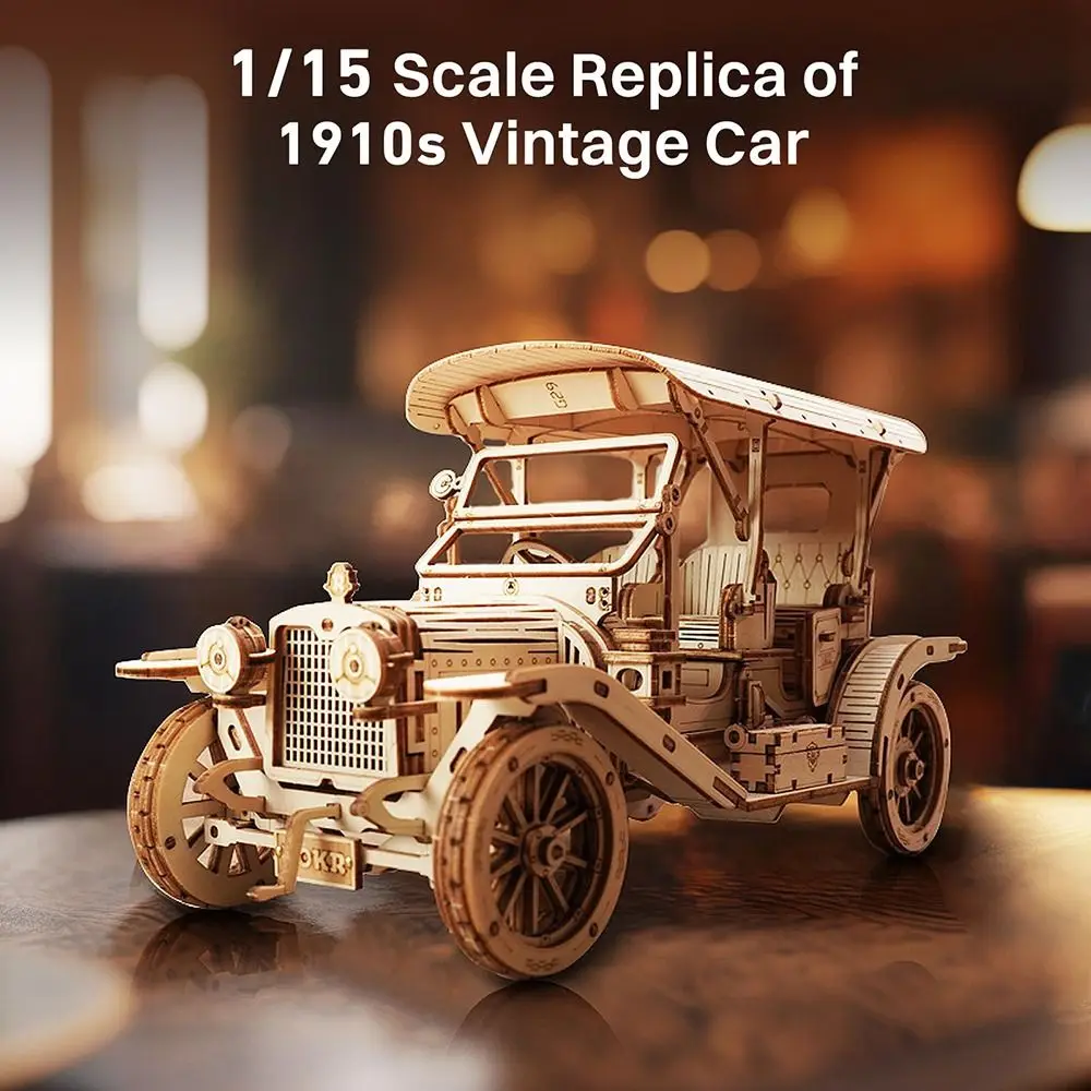Деревянная модель автомобиля DIY Механическая модель Детская коробка-головоломка Винтажный строительный набор Монтессори Игрушки Модель Набор 3D Деревянная головоломка