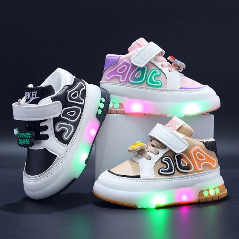 Детские светодиодные кроссовки Спортивная обувь для мальчиков с подсветкой Детская светящаяся нескользящая обувь Детская повседневная обувь с мягким дном Кроссовки для девочек
