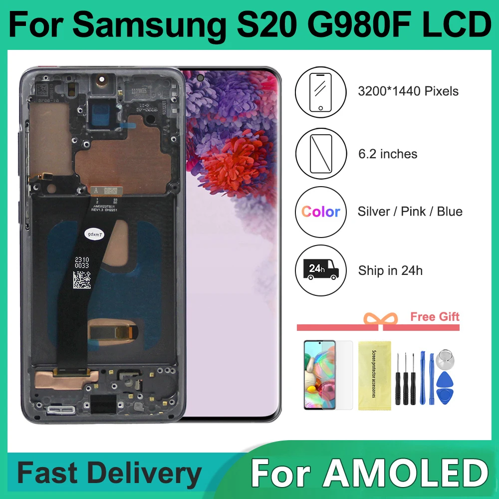 Для AMOLED Для Samsung S20 ЖК-дисплей Замена дигитайзера с сенсорным экраном для S20 SM-G981B/DS G980F G981F Дисплей