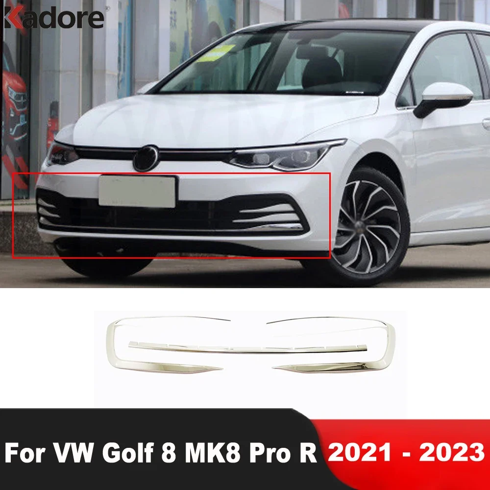 Для Volkswagen VW Golf 8 MK8 Pro R 2021 2022 2023 Стальной автомобильный передний бампер Фара Крышка лампы Отделка Молдинговая полоса Аксессуары