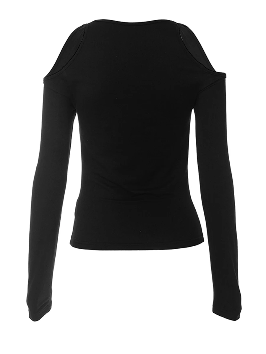 Женская сексуальная сетка с рюшами и длинным рукавом с открытыми плечами укороченный топ ретро тай-дай принт тонкая футболка базовая блузка уличная одежда