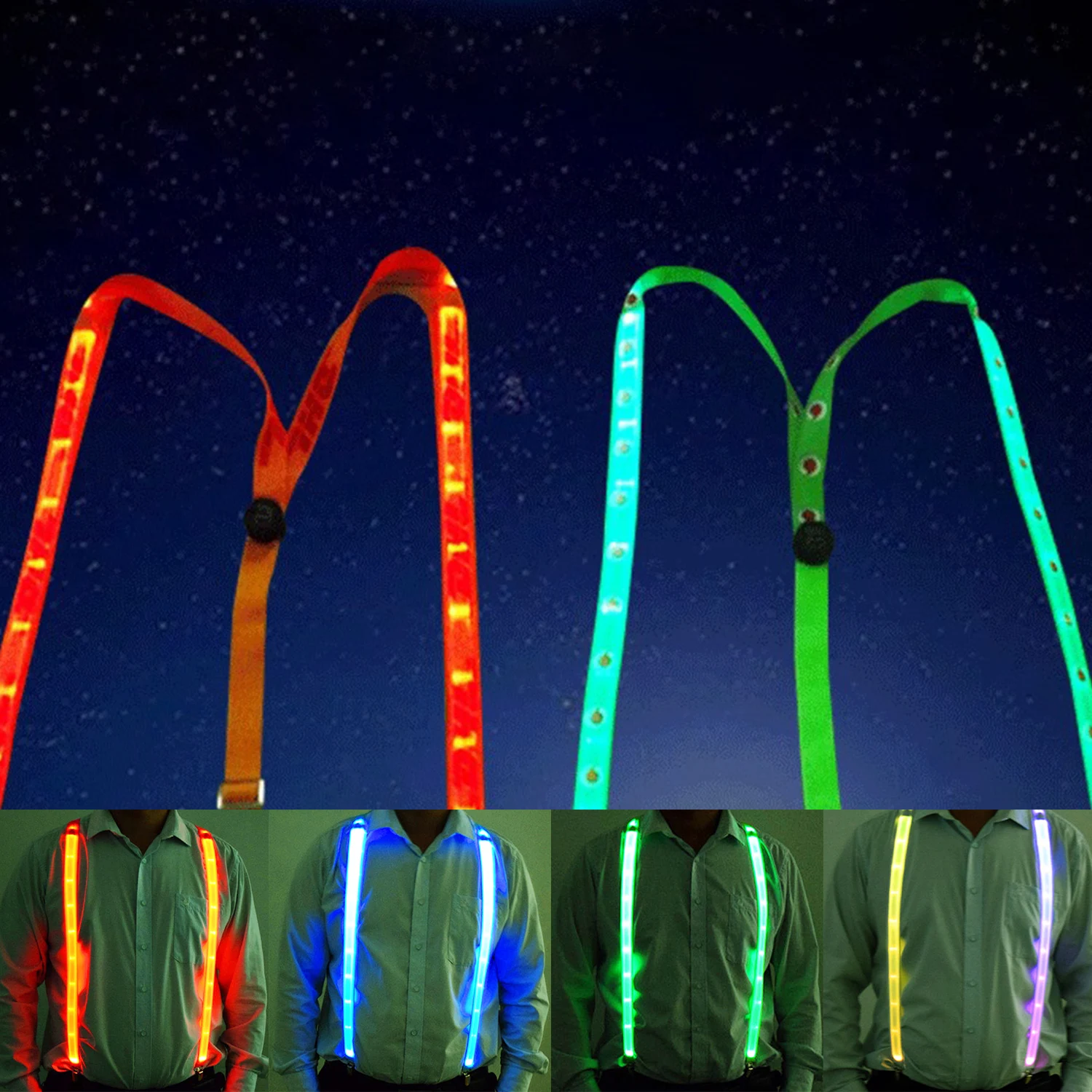  Зажгите мужские светодиодные подтяжки, идеально подходящие для музыки Подтяжки с подсветкой Светодиодный фестиваль Костюмированная вечеринка