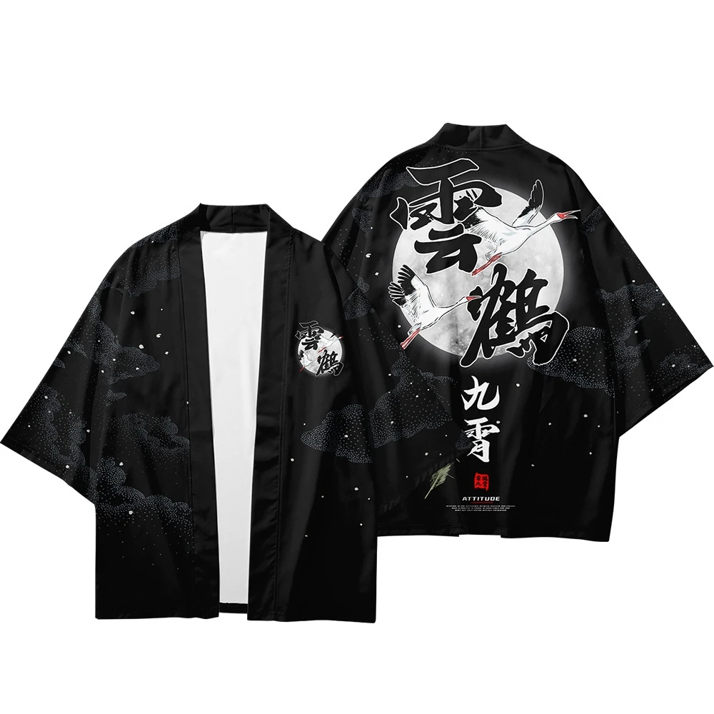 Кимоно Кардиган Мужчины Новые Хаори Самурайские кимоно Уличная рубашка Кимоно Китайское мужское пальто Хаори Юката